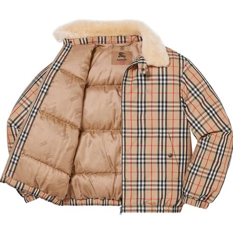 this is not supreme burberry|supreme x Burberry puffer jacket.